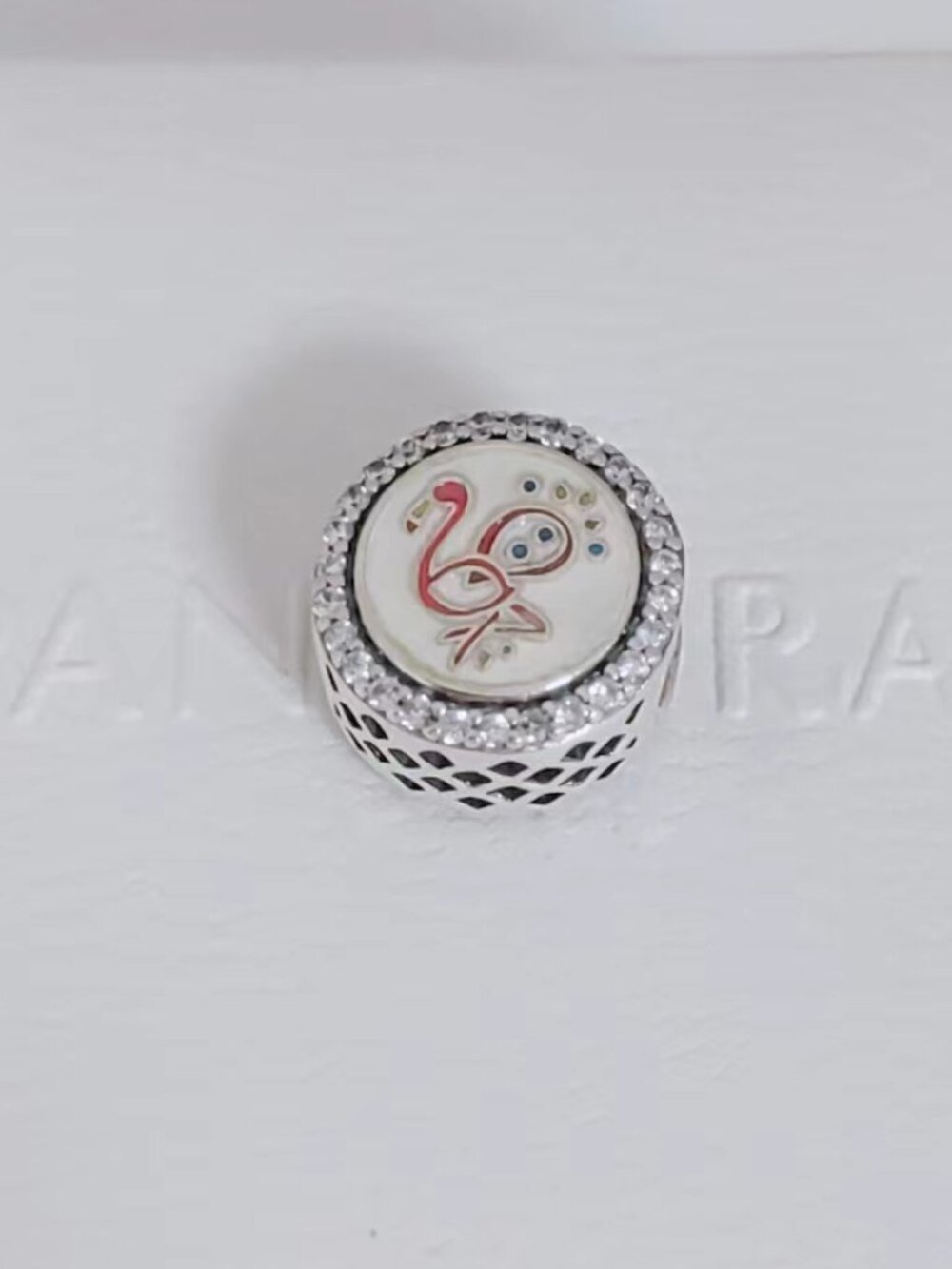 Pandora Nassau Logo Flamingo Charm Bead S925 Silver with box - Picture 5 of 5